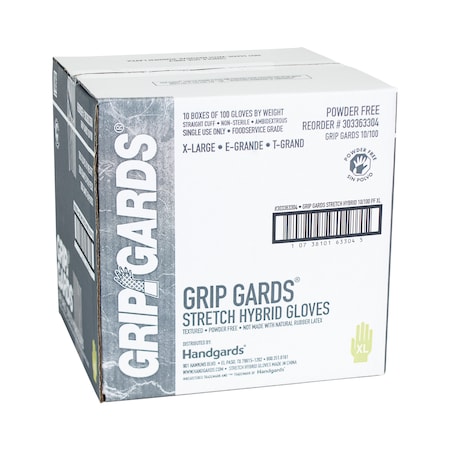 Grip Gards Gloves Clear Stretch Extra Large, PK1000 303363304